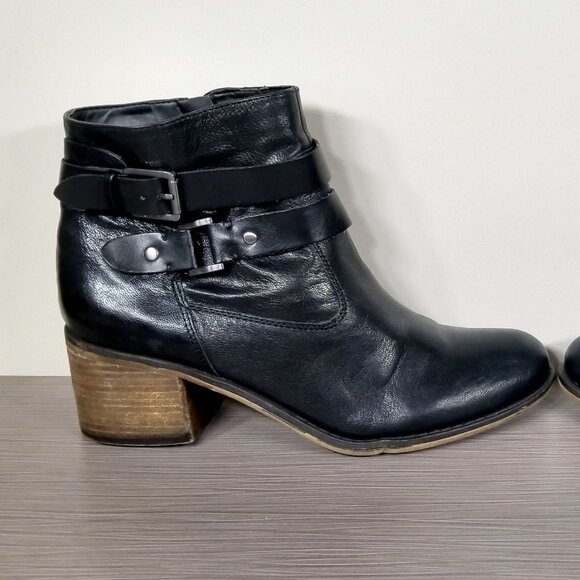 Franco Sarto Linden 2 Block Heel Booties, Black Leather, Womens Size 10 M / 40 - Picture 6 of 12
